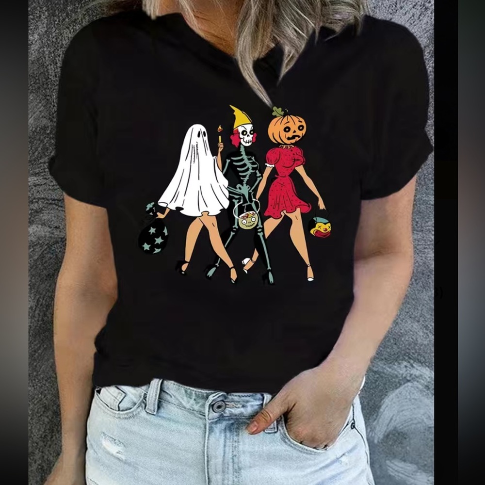 ONLY 3 LEFT!!! Halloween pinup ghouls ghost, skeleton, pumpkin tshirt